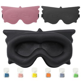 3D Sleep Mask for Side Sleepers, Eye Mask for Men and Women, Light Blocking, Breathable and Adjustable Elastic Band, Comfortable Ergonomic Eye Mask, Includes 6 Pairs of Ear Plugs