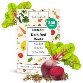 Woods Creek Seeds: Detroit Dark Red Beet Seeds for Planting Outdoors or Indoors - Heirloom Root Vegetable Seeds - Non-GMO Dark Red Beets Seed Pack - Easy to Grow, Sweet Flavor & Edible Greens