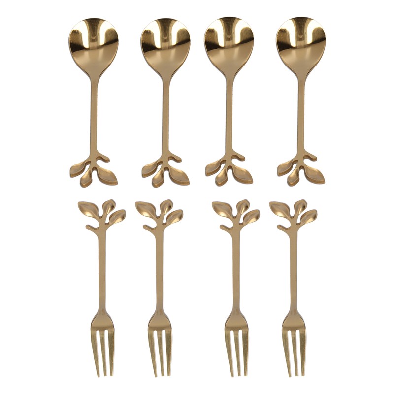 8Pcs Branch Design Coffee Spoon Stainless Steel Fruit Fork Dessert
