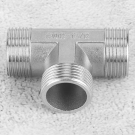 3/4 Stainless Steel Tee Fitting - 3-Way Pipe Connector - Male Threaded T-Joint for Plumbing and HVAC Applications