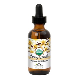 US Organic Creamy Vanilla Fragrance Oil_Oil Soluble_USDA Certified Organic_for Candle, Soap Making, Shampoo, Conditioner, Body Oil, Body Butter, Craft, DIY Projects, and Small Businesses_2 fl oz