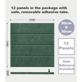 DECORITA Large Cork Board Alternative - 12-Pack Felt Wall Tiles with Safe Removable Adhesive Tabs, Cork Wall Tiles Bulletin Board Home Office Essentials - Aurora Green