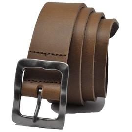 Ashford Ridge Made in England 38mm Full Hide Leather Belt with Vintage Style Buckle - Tan Large