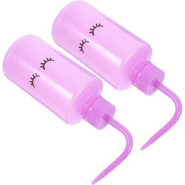 Botella Pe Boquilla Curva 250ml de Lavado de Pestañas 2 Piezas, Color Púrpura, Punta Estrecha, Flexible y Ligera, Uso para Limpieza de Pestañas y Tatuaje