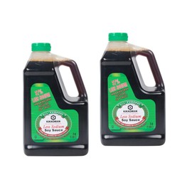 Kikkoman 38% Less Sodium Regular Soy Sauce Traditional Brewed 2 - 2qt./1.89L each