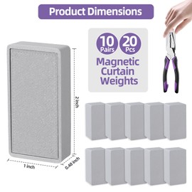 20 Pcs Outdoor Curtain Weights, Gazebo Curtain Weights for Wind, Weights for Outdoor Curtains, Waterproof Heavy Duty Curtain Magnets, Magnetic Drapery Weights for Curtain,Flags,Tablecloth (Grey)
