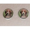 Beagle Dog Head Small Round Silver Alloy Post Stud Earrings