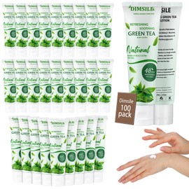 Dimsile 100 Pack Travel Size Body Lotion 1 Oz Dry Skin Moisturizer with Flip Cap for Extra Dry Skin, for Inns and Hotels, Offices, Airlines, Gyms and More (Green Tea)