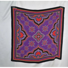Bob Mackie Wearable Art Imperial Paisley Square Scarf W/Gift Box --Purple Multi