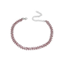 Pingyongchang Choker Rhinestone Necklace Diamond Row Necklaces Multi-Row Crystal Chokers Necklace Gold Silver Chain Minimalist Jewerly Sparkly Party Prom Accessories Neck Chain for Women Men(Purple)