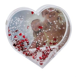 Dorr Heart Shaped Snow Globe Photo Frame - Red