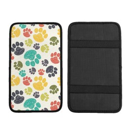OLIEYFU Dog Paw Pattern Auto Center Console Cover Universal Car Armrest Pad Waterproof Women Men Automotive Interior Accessories for Most Vehicle SUV