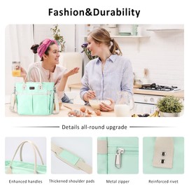 Lunch Bag Women for Work Insulated Thermal Teacher Lunch Box with Wide-Open Pocket Reusable Leakproof College Cooler Bags with Removable Shoulder Strap for Adult Ladies Nurse in Office Picnic Travel
