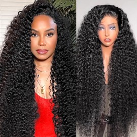 PIOPIC 13x6 Water Wave Lace Front Wigs Human Hair Pre Plucked 200 Density HD Transparent 13x6 Frontal Wigs Human Hair With Baby Hair Wet and Wavy Human Hair Wigs Bleached Knots Curly Hair Wigs 26 Inch