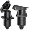 3-pin socket, 1 piece, 4-hole mounting plate, hard plastic housing,