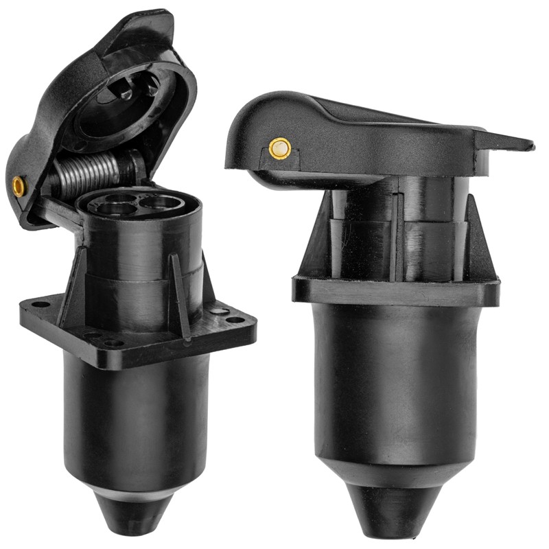 3-pin socket, 1 piece, 4-hole mounting plate, hard plastic housing,
