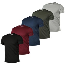 5 Pack Men’s Short Sleeve Active Athletic Running T Shirts for Men Gym Workout Moisture Wicking-G-S