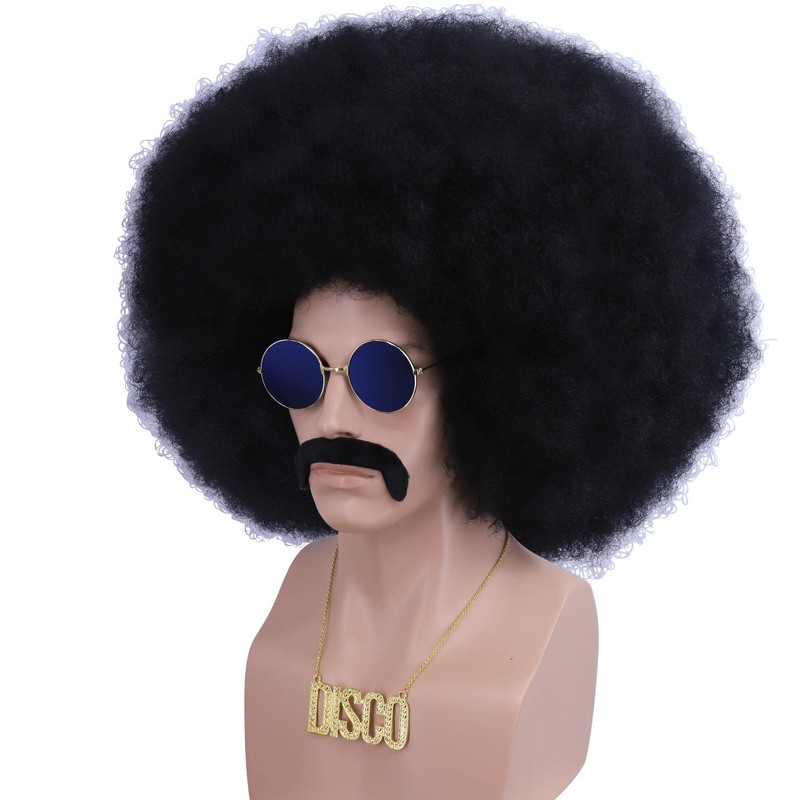Hulaidywig Mens 70s / 80s Rocker Wig for Men Black
