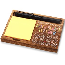 After School Teacher Appreciation Gift - Wooden Sticky Note Holder with Heartfelt Words - Thank You Desk Organizer for Supportive Educators - XXN55