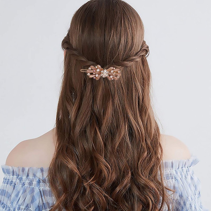 3PCS Rhinestone Bling Flower Small Mini Barrette Decorative Hair Clips