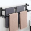 SAYAYO Double Towel Bar for Bathroom, 24 Inch Matte Black