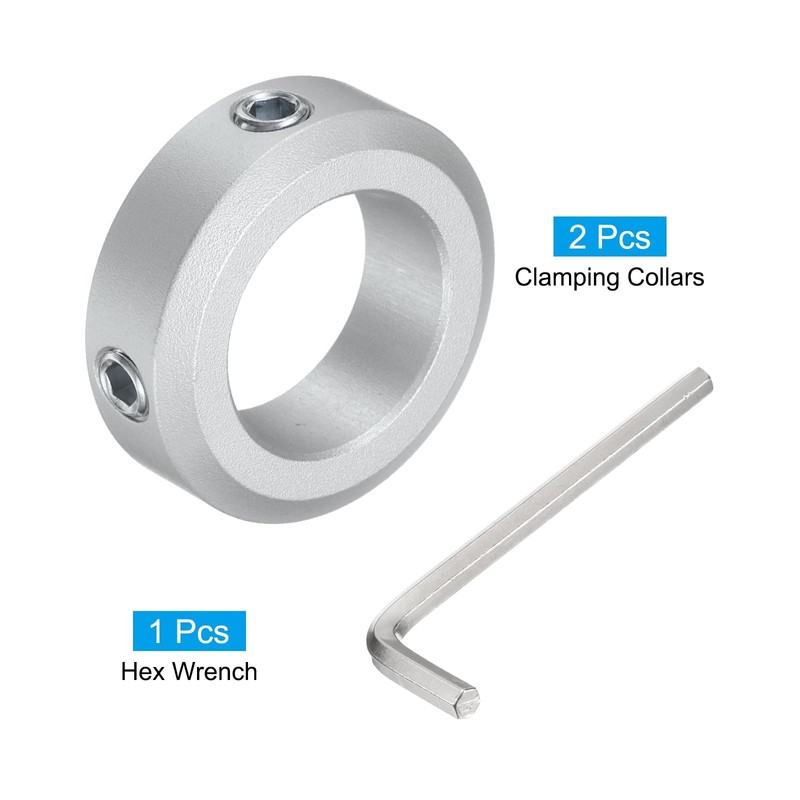 Sourcing Map 2pcs Aluminium Split Shaft Collar, 20mm x 10mm