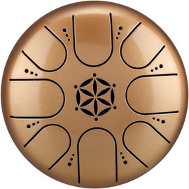 Professional Rain Drum for Outdoor Garden, Natural Chakra Drum for Outdoor Rain, Drum Rain Chime Waterproof Chakra Drum, 5 Inches, 8 Notes (Golden)