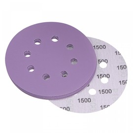 uxcell 5Pcs 5-Inch Purple Sanding Discs 1500 Grits 8 Hole Hook and Loop Professional Aluminum Oxide Sand Paper Wet Dry Polish for Wood Metal Paint Finish