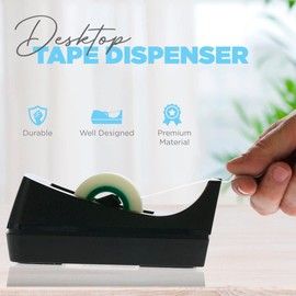 Desktop Tape Dispenser - Non-Skid Base - Weighted Tape Roll Dispenser - Perfect for Office Home School (Tape not Included) 2 Pack