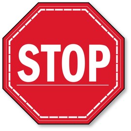 Stop Sign Stiker Decal for Office & Business Walls, Doors, Windows & Any Smooth Surface Red & White Size: 6" x 6"