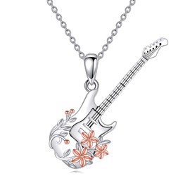 YFN Guitar Necklace Sterling Silver Guitar Pendant Gifts for Guitar Players Guitar Lover Music Jewelry for Women