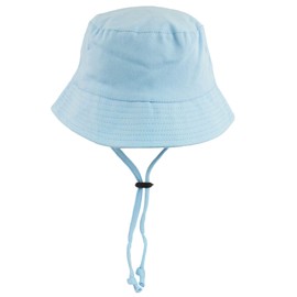 Faith & Sarah Kids Baby Sun Hat with Toggle Chin Strap - Boy or Girl Wide Brim Baby Bucket Hats Blue 12-18 Months