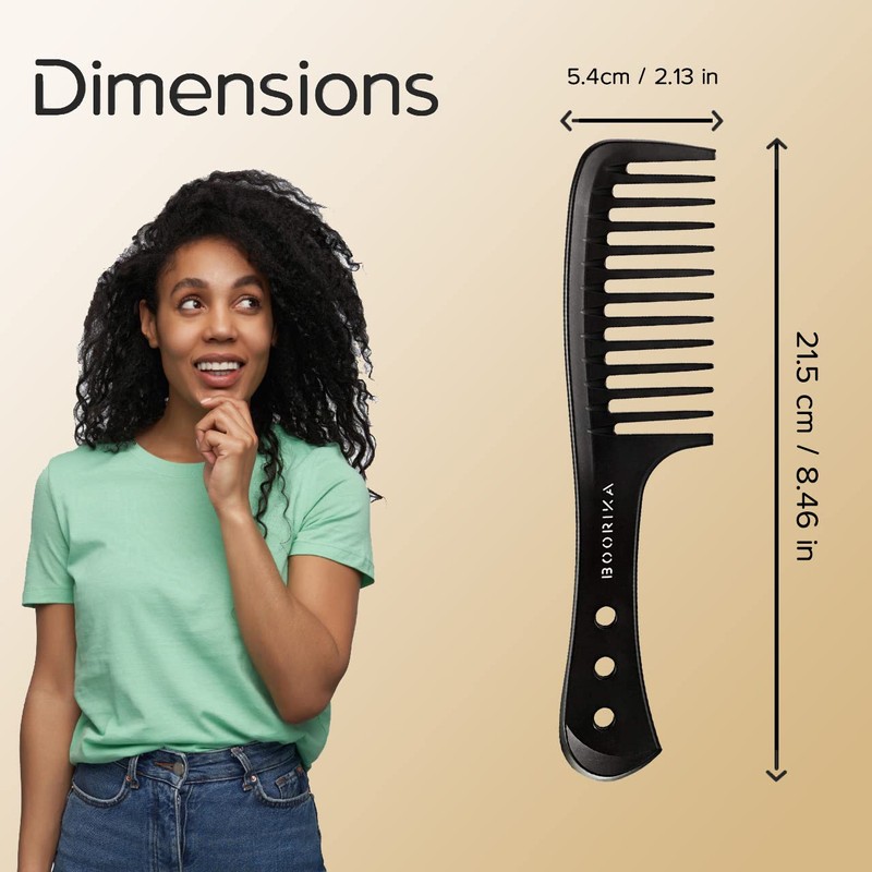 Boorika Wide-Tooth Comb C Smooth, Sturdy, and Anti-Static Comb for