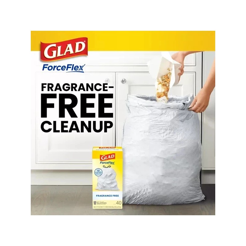 Glad ForceFlex Drawstring Fragrance Free Trash Bags - 13gal/100ct