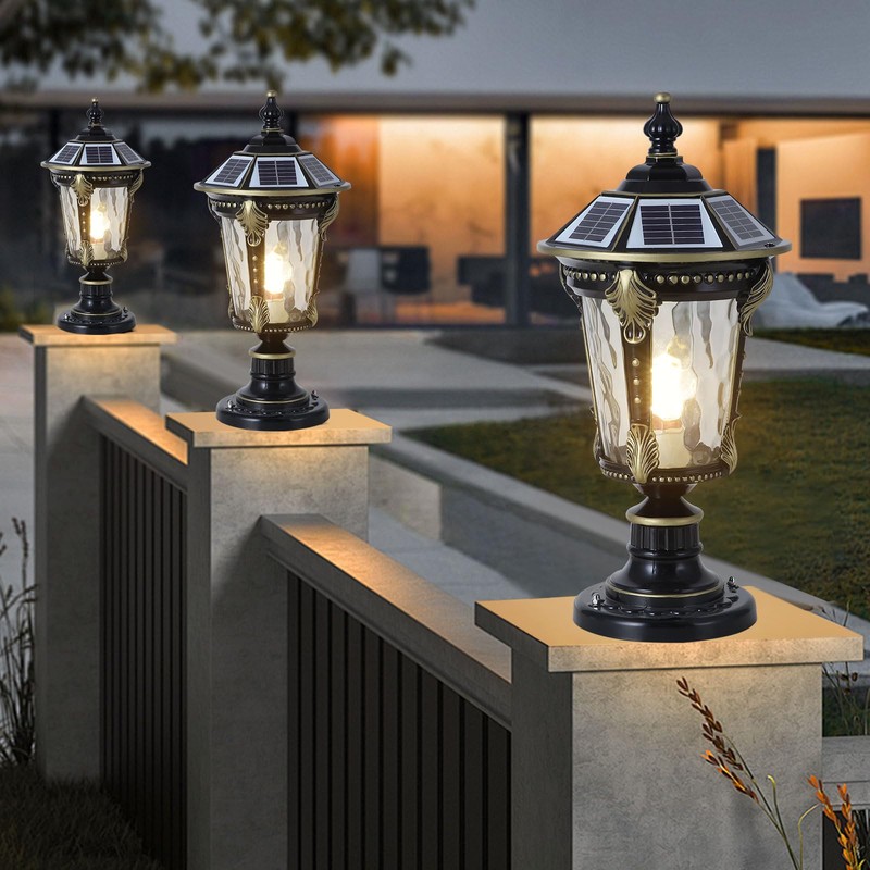 SLAWA Outdoor Post Lights Solar Column Caps Lamps Modern Exterior