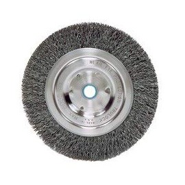 WEILER Carbon Steel Wheel Brush 0.014 in Bristle Diameter - Arbor Attachment - 5 in Outside Diameter - 5/8 to 1/2 in Center Hole Size - 36063