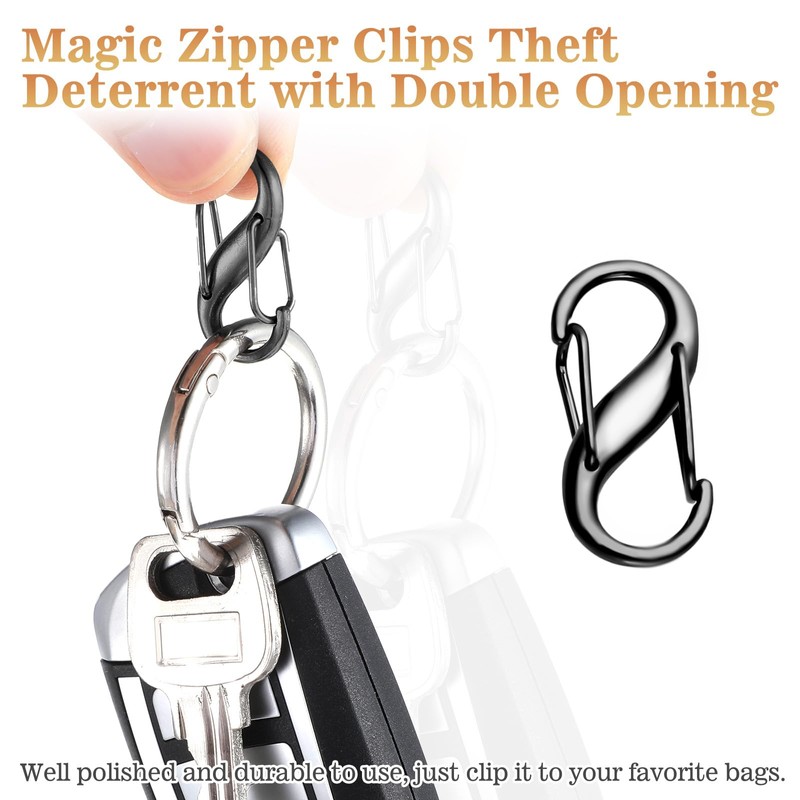 COMNICO Zipper Lock Clips, 9 PCS Alloy Double Opening Theft
