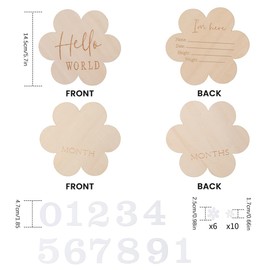 Greyoe 1 Set of Baby Milestone Cards, Baby Milestone Cards, Baby Milestone Cards, Baby Wood, Baby Monthly Cards (1-12 Months) - Perfect Decoration for Baby Photos and Children's Rooms