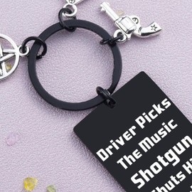 Iweca Funny Keychain Supernatural Tv Show Merchandise Gift Fan Inspirational Music Lover Best Friend Coworker Driver Picks The Music Shtgun Shts His Cakehole Birthday Graduation Keyring (Black)