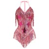 IWEMEK Sequin Sparkle Stars Fringes Bodysuit Leotard Rave Outfit for