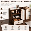 Desktop Organizer with Drawer & Dual File Compartments, Multi-Functional MDF