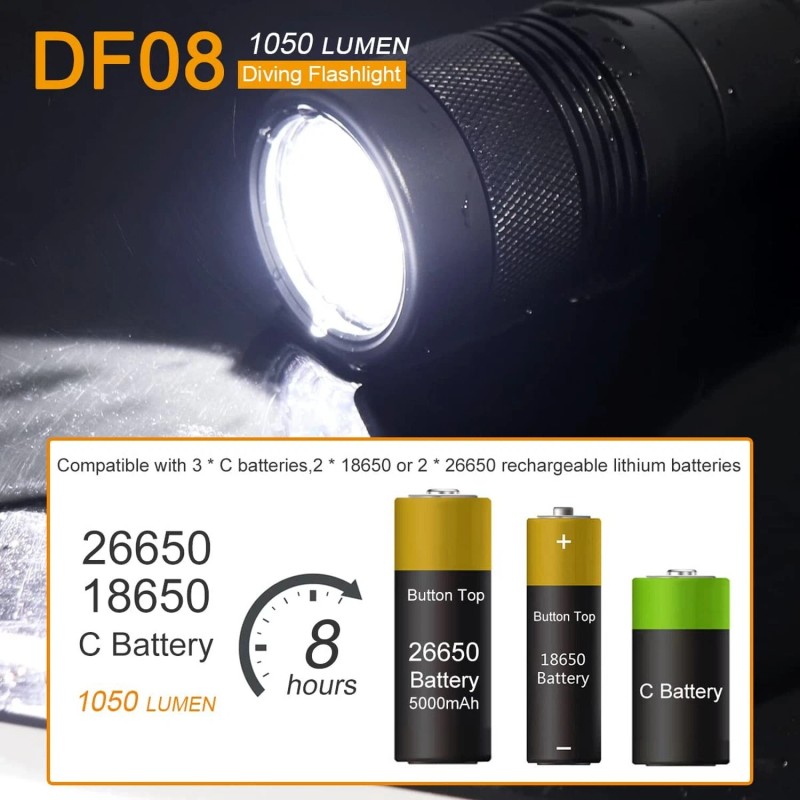 SecurityIng Waterproof 1000 Lumens LED Diving Flashlight UnderWater 150m Super