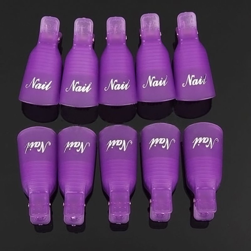 Useful 10Pcs Plastic Acrylic Nail Art Soak Off Clip UV