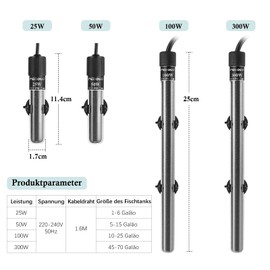 FEDOUR 100W Mini Aquarium Heating Rod: Digital Aquarium Heater for 30-100L Fish Tank/Turtle Tank, Aquarium Heater with Temperature Controller, for Salt Water and Freshwater