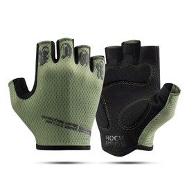 ROCKBROS Cycling Gloves Cycling Gloves Men Women Half Finger Non-Slip Shock Absorbing Gloves Summer for Mountain Bike Road Bike Green L