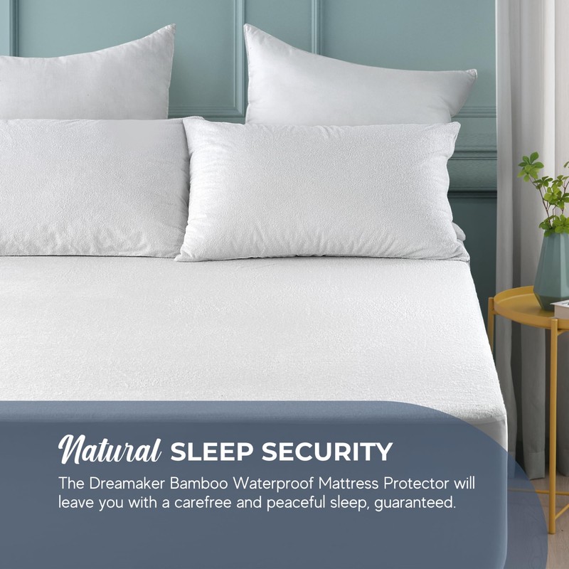 Dreamaker Fully Fitted 100% Bamboo Terry Waterproof Mattress Protector, Rustle