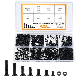 M4 Laptop Computer Screws, 440 Pcs Countersunk Head Flat Head Phillips Screws, SSD Electronic Notebook Repair Replacement Fastener Screws with Hex Nuts for Computer, Electronic, PC