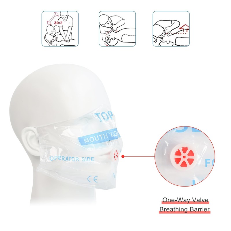 5 Packs CPR Face Shield, One-Way CPR Mask for Pocket