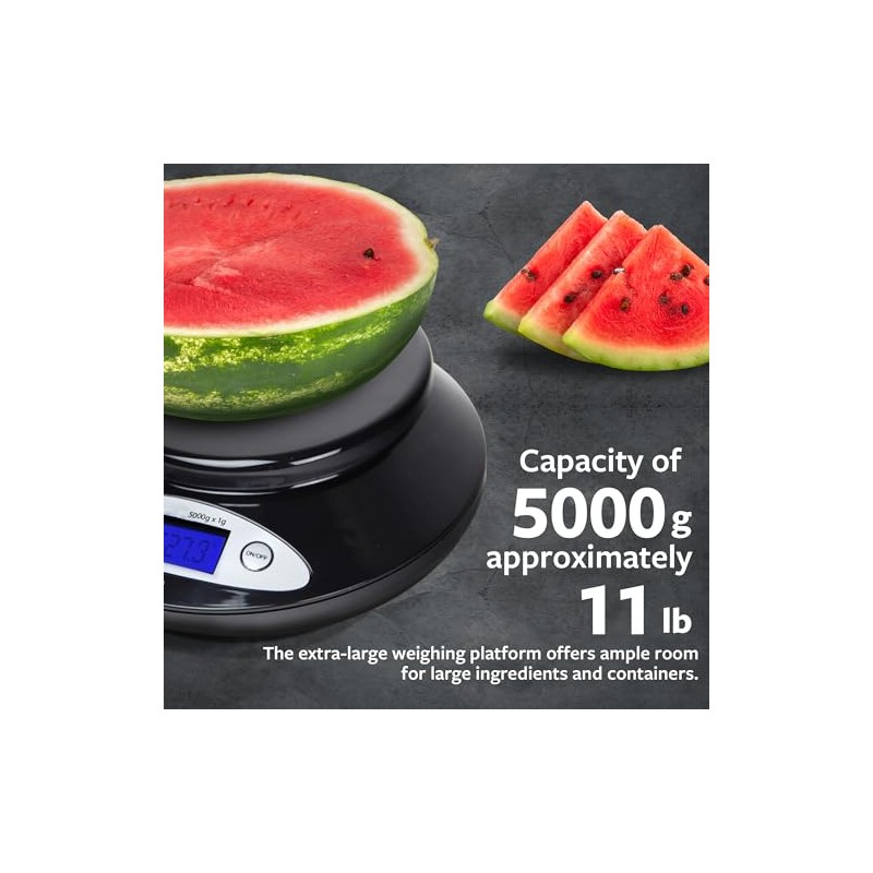Smart Weigh Digital Kitchen Scale with Removable Bowl – 11lb/5kg