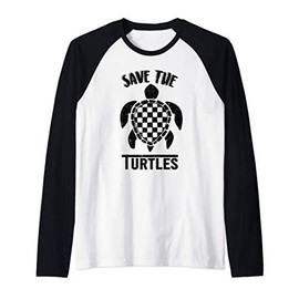 Save The Turtles Graphic Raglan Baseball Tee